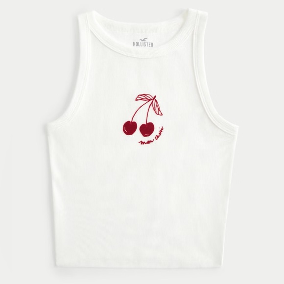 Hollister RIBBED MON CHERI GRAPHIC TANK XXS NWT - Picture 1 of 6